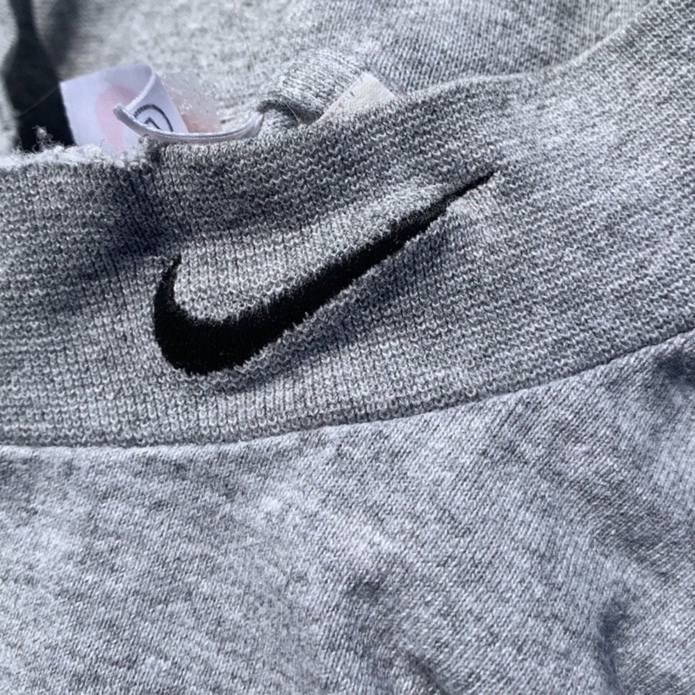Vtg 90s Nike Mini Swoosh Mock Neck Long Sleeve Shirt L USA Made Grey Distressed - Picture 4 of 9
